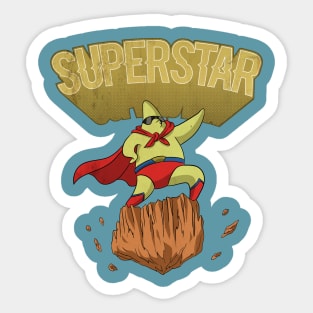 Superstar Yellow Star Superhero on a Rock Sticker